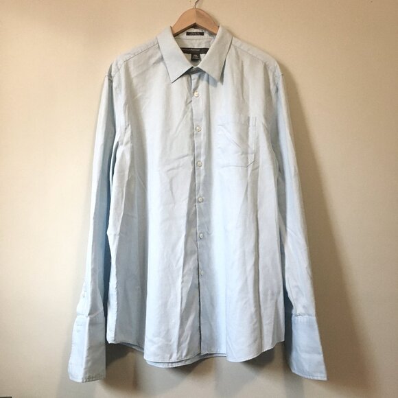 Perry Ellis Portfolio Classic Fit Luxury Cotton Pale Blue Dress Shirt - Picture 3 of 16